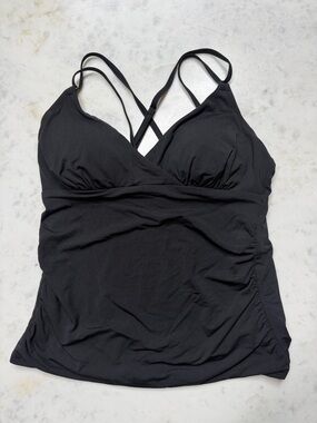 CALIA by Carrie Underwood Black Tankini Top with Crisscross Straps